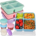 Original Design Lunchable Container Bento Box, 40OZ Large Snack Containers for Adults & Kids with 4 Compartments, 4 Pack Bento Lunch Box with Salad Dressing Containers, Microwave & Dishwasher Safe