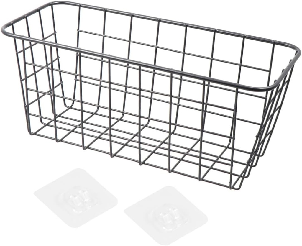 Iron Hanging Basket for Kitchen Cabinet Storage over Door Organizer Sturdy Rack Non-stick Hooks