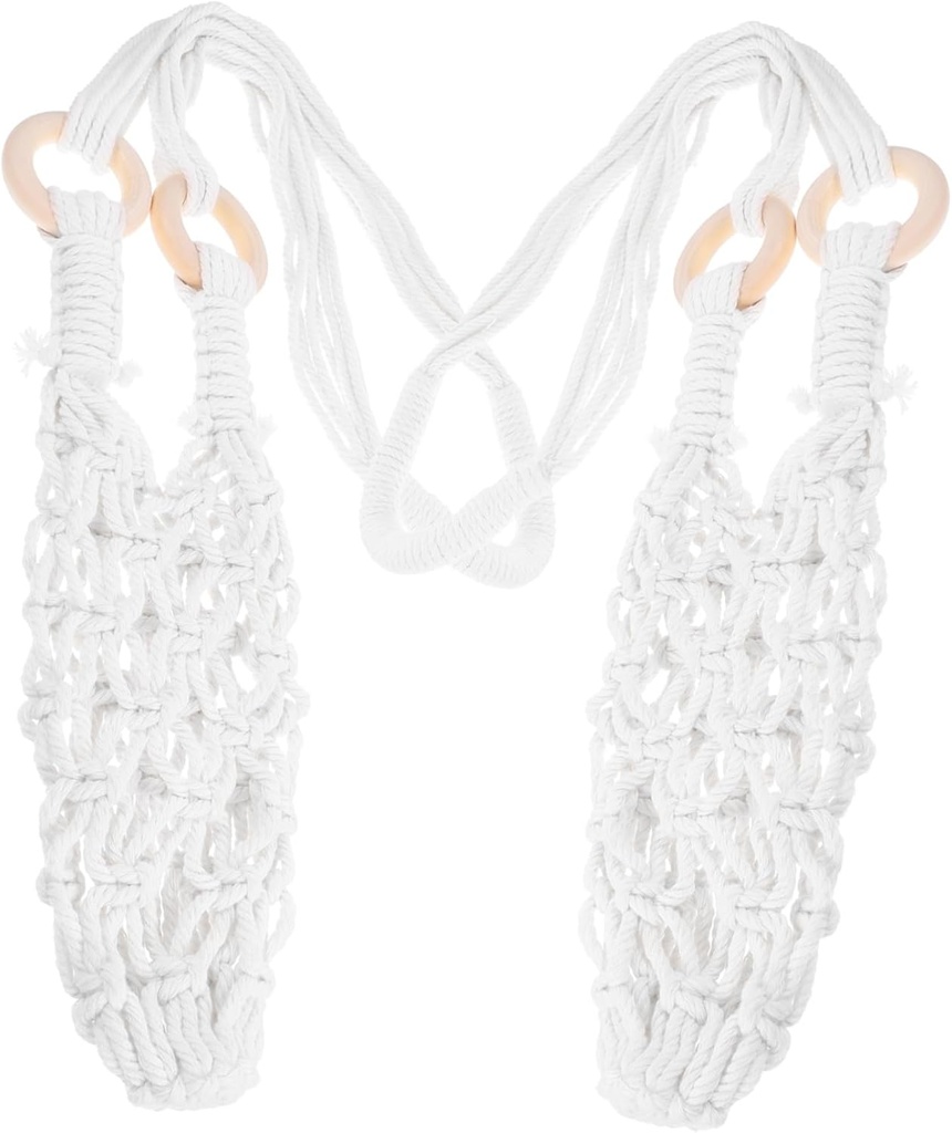 2pcs Elegant Hand-woven Net Bag Wine Bottle Mesh Bag Wall Hanging Net Kitchen Accessory Hanging Produce Basket Wine Decor