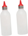 2pcs Plastic Squeeze Bottle for Sauces and Condiments Food Grade Dispenser with Dismantlable Tip for Ketchup Jam Vinegar and Oil Red