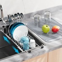 GSlife Small Sink Dish Drying Rack - Stainless Steel in Sink Dish Rack with Silicone Mat, Expandable Kitchen Counter Drainer with Utensil Holder, 13.2''-19.1" L x 6.5" W x 4.3" H, Silver