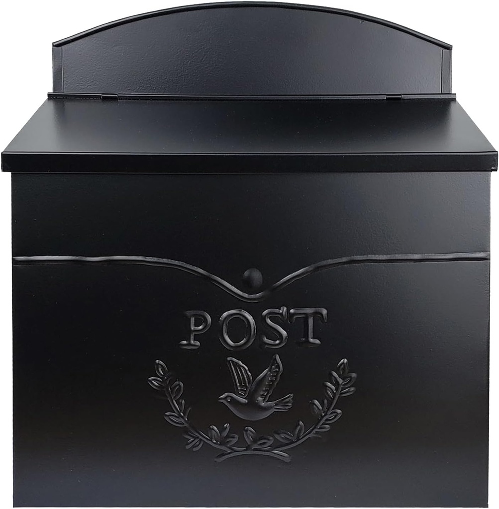 NACH Chelsea Wall Mount Mailbox for Outside, 11.5 x 5 x 13 inches, Black Mailboxes for Outside, Water Resistant Mailbox for Outside