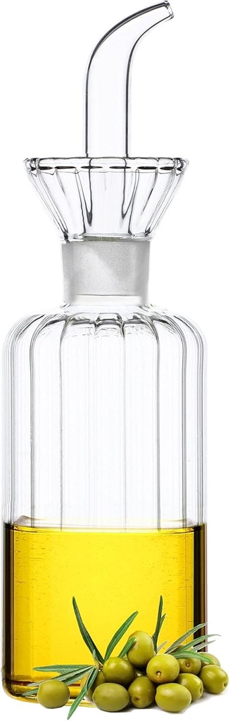 HAIZEEN 8oz/240ml Olive Oil Bottle Dispenser/Glass Cruet with DRIPLESS POUR SPOUT for Kitchen and BBQ