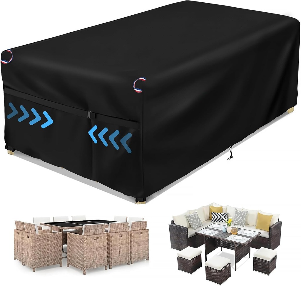 Patio Furniture Covers, Waterproof Outdoor Furniture Set Covers for Table and Chair Set, Garden Weather-Resistant Couch Sofa Dining Table Cover - 98Lx78Wx32H inch