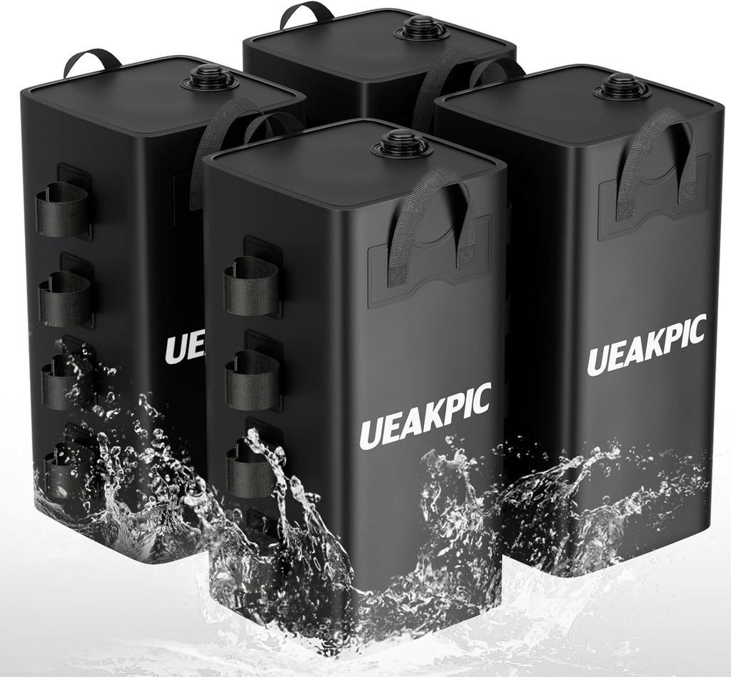 Canopy Weights, 220 LBS Heavy Duty Set of 4 Tent Water Leg Bags for Outdoor Gazebos, Umbrellas, Pergolas, Sunshades & Patio Furniture (Black 25L x 4)