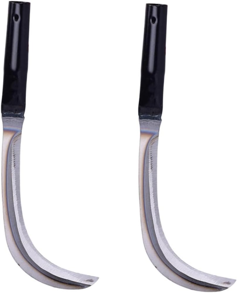 Yardwe 12.99 Inch Steel Scythe Mowing Knife for Garden and Lawn Care Manual Weeding Tool with Sharp Curved Blade