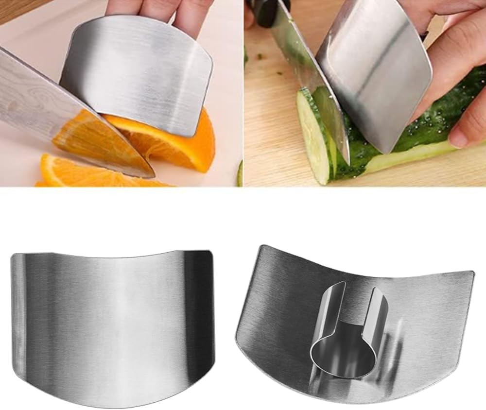 soputry Stainless Steel Finger Guard, Multifunctional Finger Protector for Cutting Food Slicing Finger Guard, Protector Avoid Hurting When Slicing and Dicing Kitchen (2Pcs)