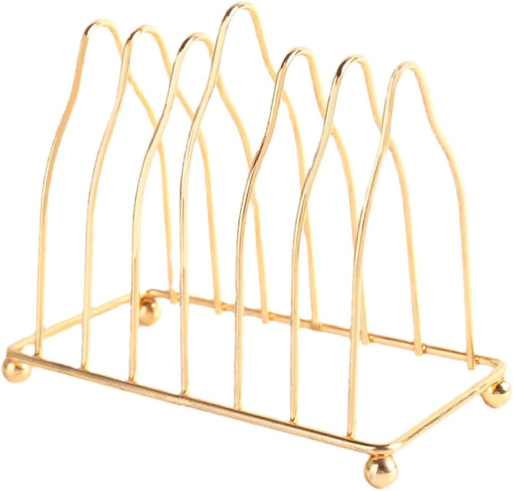 VOSAREA Gold Plate Organizer - Elegant Metal Dish Rack with Drainboard & Pot Lid Holder - Stylish Kitchen Cabinet Organizer for Cutting Boards & Plates Gold Kitchen Accessories