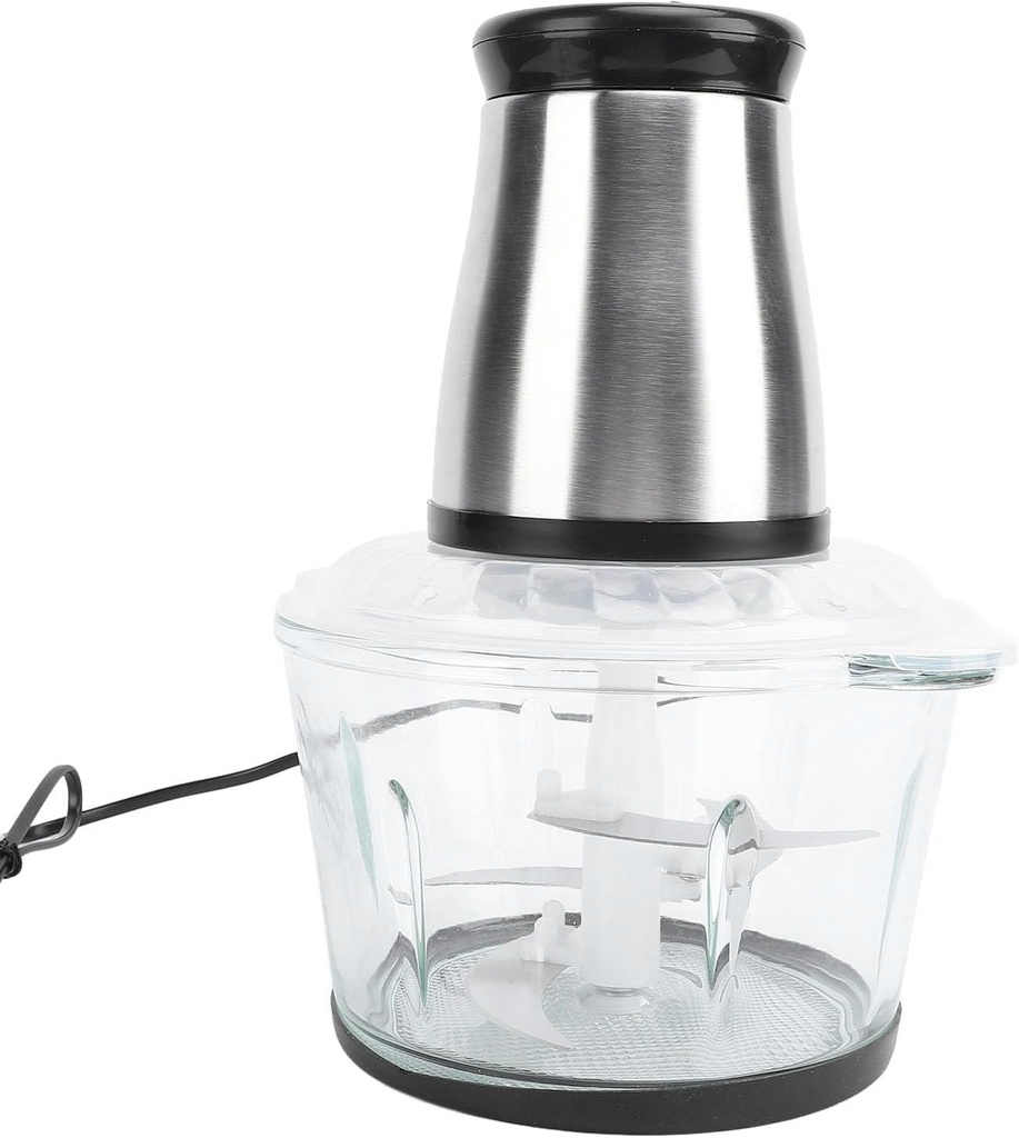 Compact Meat Grinding Machine, Stainless Steel Electric Meat Grinder 200W 2L Food Processor with Pure Copper Motor for Kitchen Use (US Plug 110V)