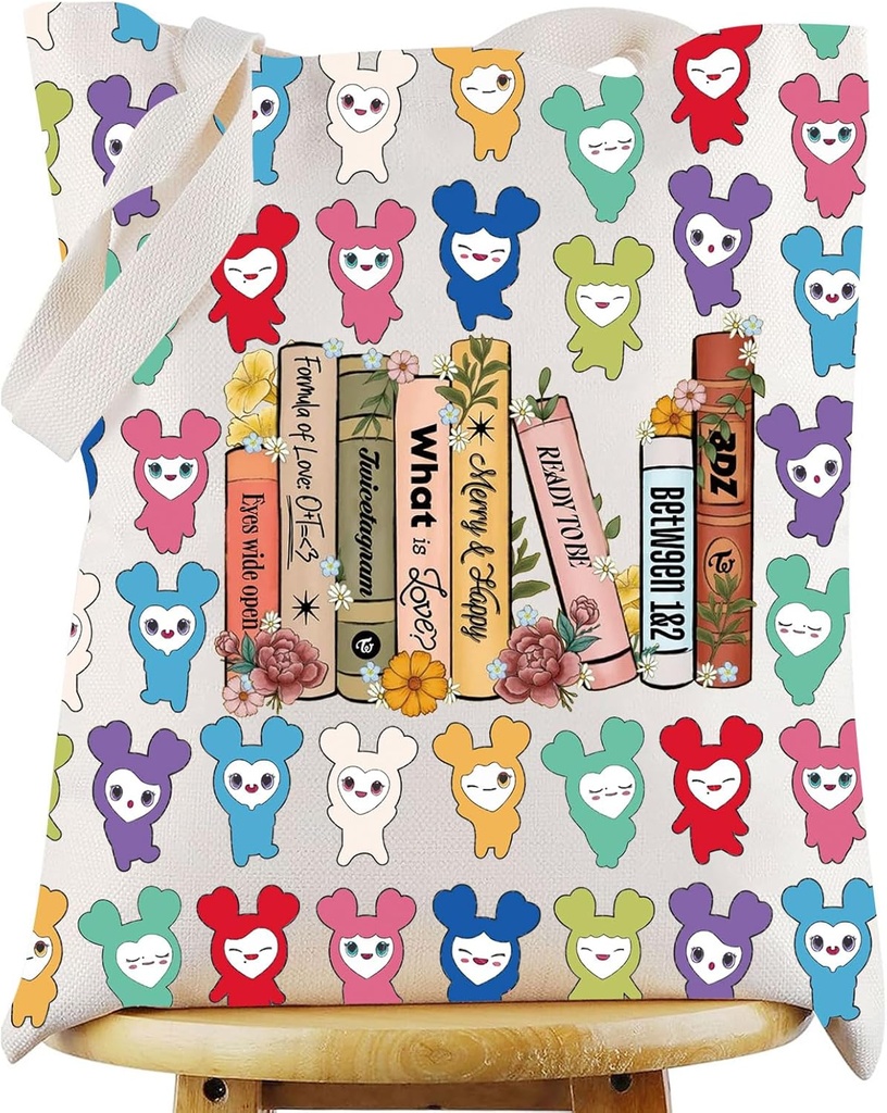 WZMPA Twice Fans Tote Bag Singer Fans Gift Korean Group Music Reusable Grocery Bag Concert Merchandise