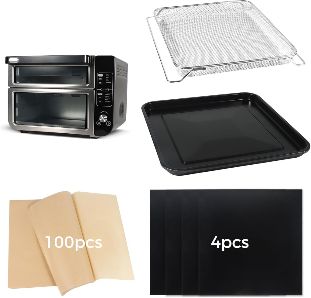 Air Fryer Accessories for Ninja DCT451 Air Fryer Oven, Baking Set with Air Fryer Basket Baking Pan Parchment Paper Disposable Airfryer Liner for Ninja DCT601 Oven