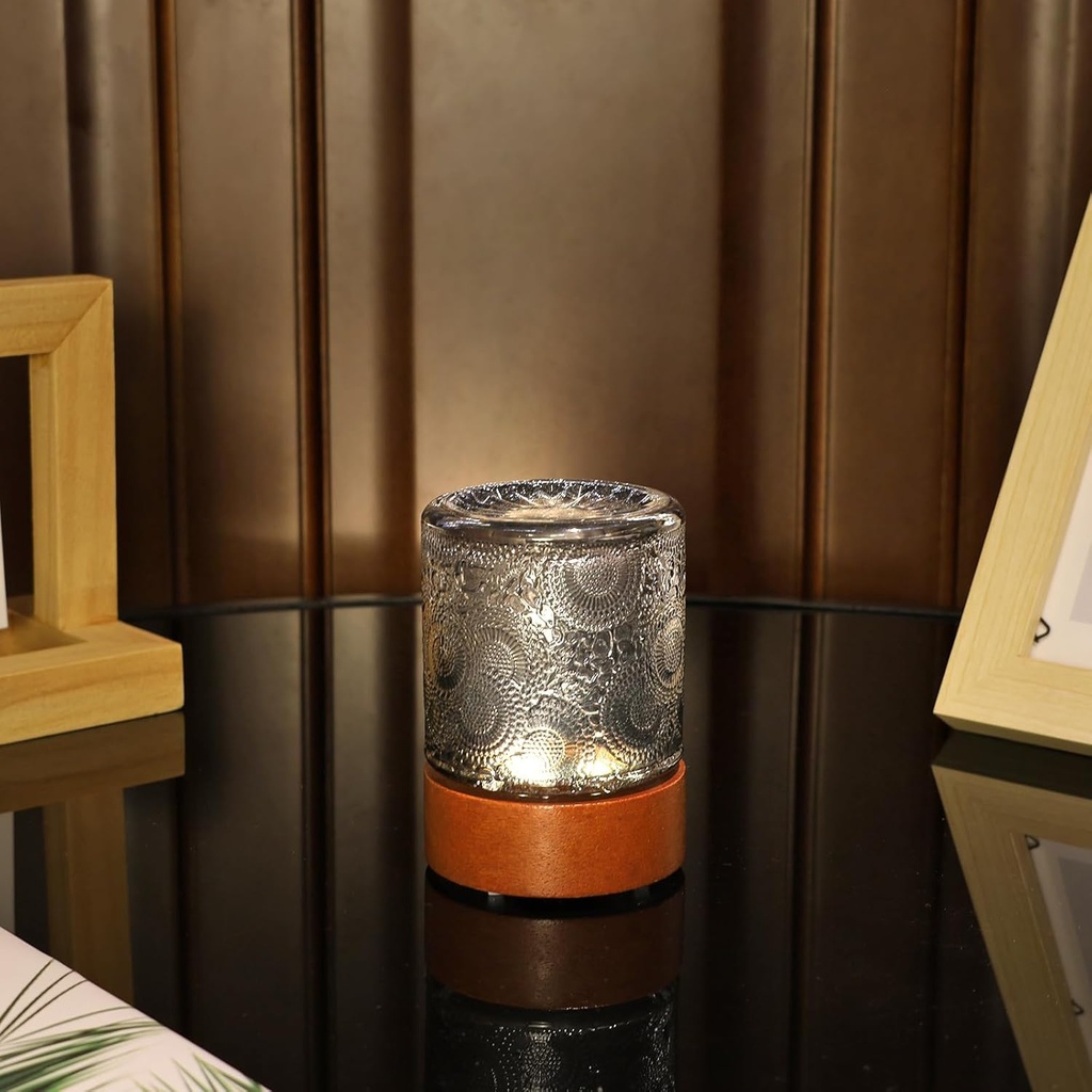 Small Battery Operated Light with Timer,Adult Night Lights for Bedroom,Mini Lamp for Lndoor Use in Bathroom, Hallway,Glass Light Lamp (Gray)