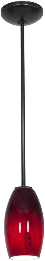 Merlot - E26 LED Rod Pendant - Oil Rubbed Bronze Finish - Red Sky Glass Shade