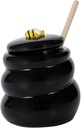 Ceramic Honey Pot with Lid and Dipper Stick Cute Black Dustproof Kitchen Honey Dispenser Compact Jam Container for Syrup and Tea Storage