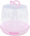 3-Tiers Cupcake Holder Pink Cupcake Carrier with Lid and Handle Portable Desserts Storage Container Box 24 Cupcakes (Pink)