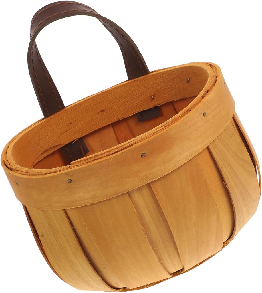 Fruit Basket Woven Basket with Handle Woodchip Basket Wooden Woven Basket Empty Rattan Storage Container Hanging Wicker Baskets Seagrass Basket Hanging Basket
