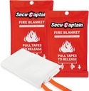 SecuCaptain Emergency Fire Blanket for Home and Kitchen - 2 Pack 40"x40" Flame Suppression Fiberglass Fire Blankets for House Camping Car Office Warehouse Emergency Survival Safety