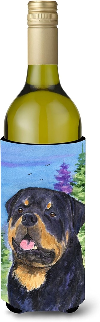 Caroline's Treasures SS1026LITERK Rottweiler Wine Bottle Hugger Bottle Cooler Sleeve Hugger Machine Washable Collapsible Insulator Beverage Insulated Holder