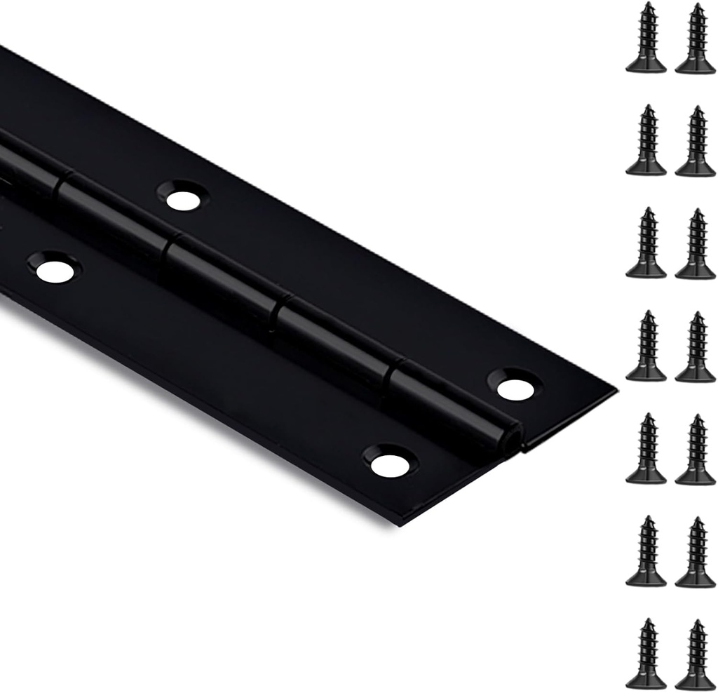 Black Piano Hinge 36 Inch x 2 Inch Heavy Duty Stainless Steel Piano Hinge Continuous Hinge for Cabinet, Door, DIY Wood Boxes, 0.047 Inch Inch Leaf Thickness