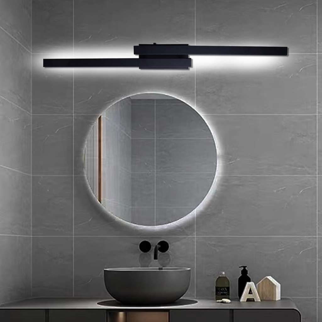 Modern Bathroom Light Fixtures Black Vanity Lights Bar 30 Inch 24W Bathroom Lights Over Mirror Wall Sconce Cool White 6000K