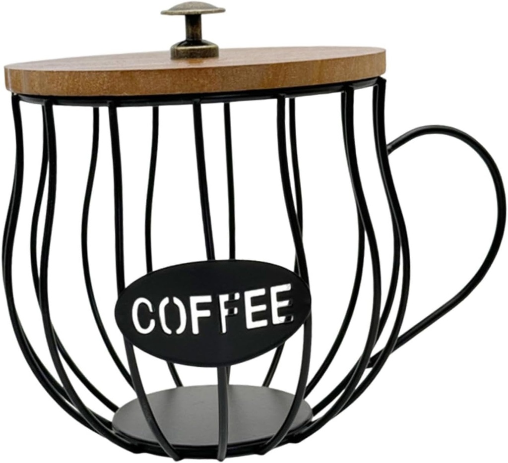 Coffee Pod Holder, Coffee Capsule Holder Cup Shaped Sturdy Metal Wire Organizer Storage Basket for Desktop, Kitchen Counter, Black