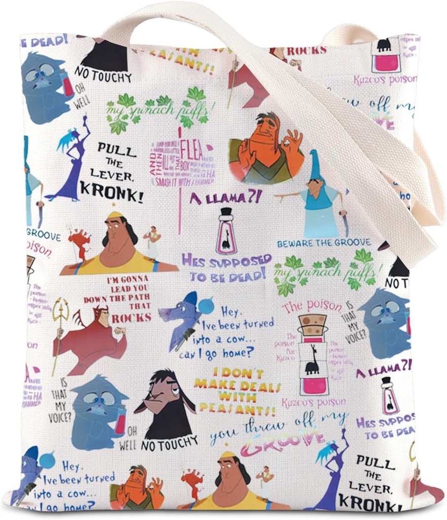ENSIANTH Cartoon Movie Merch Poison Inspired Tote Bag Llama Poison Shopping Bag Kingdom Gift (Kuzco bag)