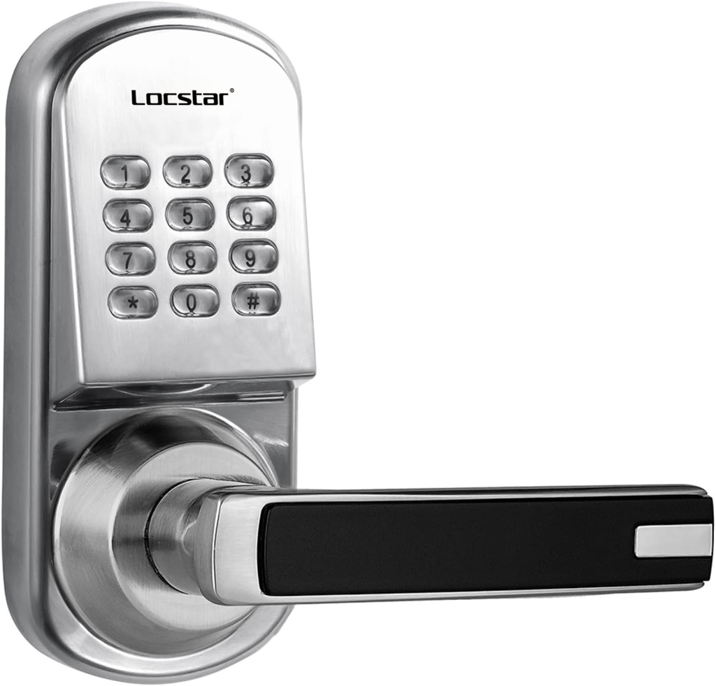 Smart Door Lock, Keyless Door Lock with Keypad, Electronic Automatic Door Lock with Handle, Ideal for Home, Hotel, Apartment, Office, Easy to Install, Weatherproof, Fireproof (Right Handle LS-8015)