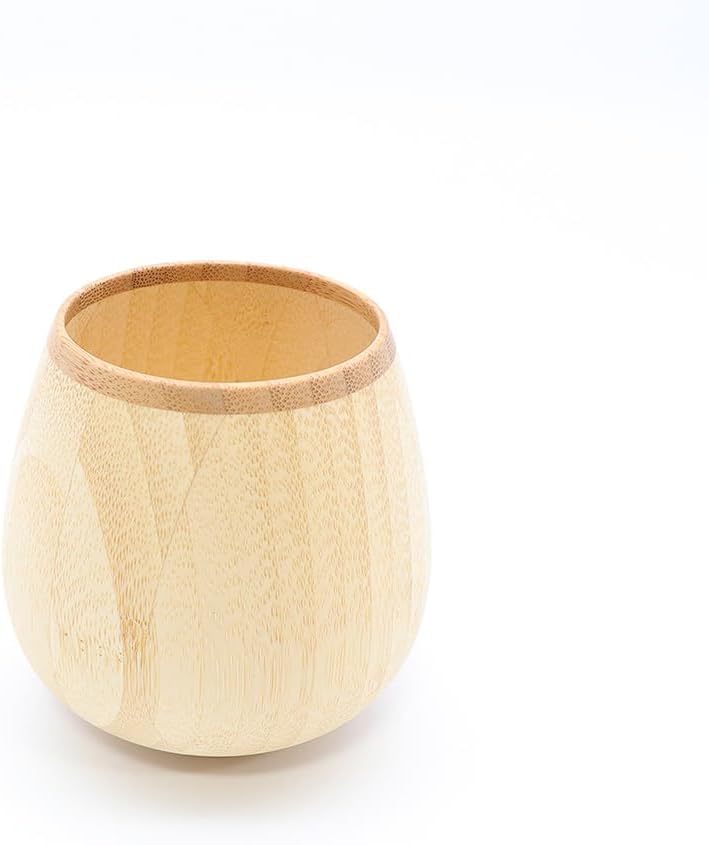 RIVERET Rocking Vessel Glass, dishwahser-safe bamboo cup made in japan (White)