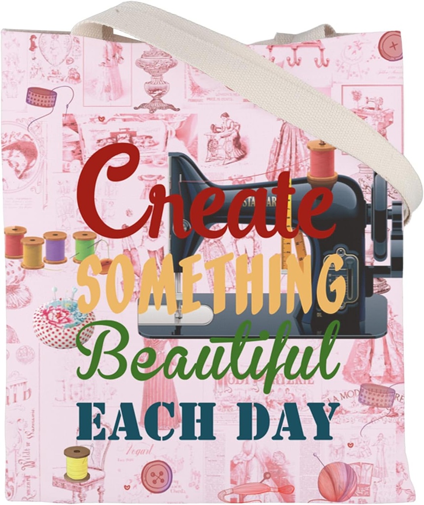 CMNIM Sewing Gifts Sewing Machine Tote Bag Quilter Gift Quilting Gifts for Sewing Lover Sewing Reusable Grocery Tote Handbags