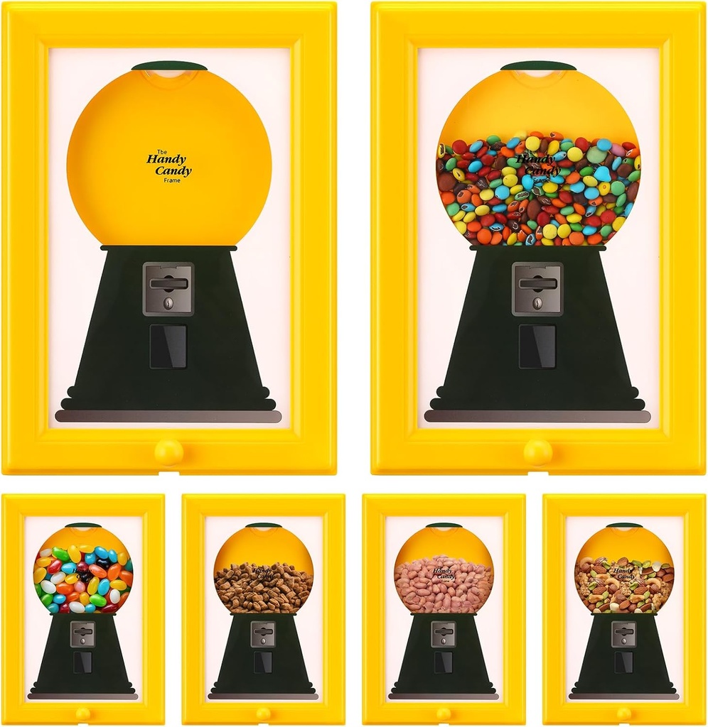 Fiwochic 2 Pack Candy Dispenser Picture Hanging Candy Frame Gumball Machine Wall Mounted Photo Frame Food Dispenser for Candies, Nuts, Dog and Cat Treats Birthday Holiday Handy Fast Distribution