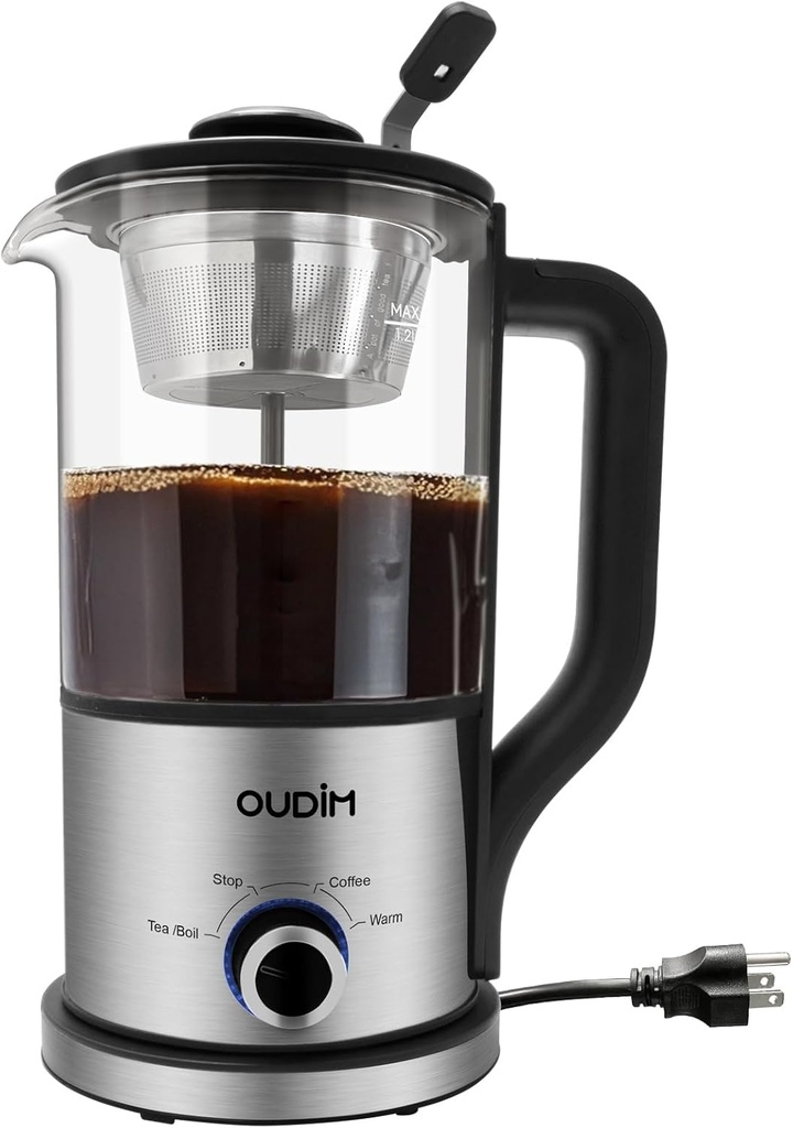 Drip Electric Coffee Maker, Electric Kettle, Watering Extracts, 600 Watts, 1.2L, BPA-free, Tea Free Kettle Coffee Press, Glass and Stainless Steel, Coffee Maker, Tea Kettle