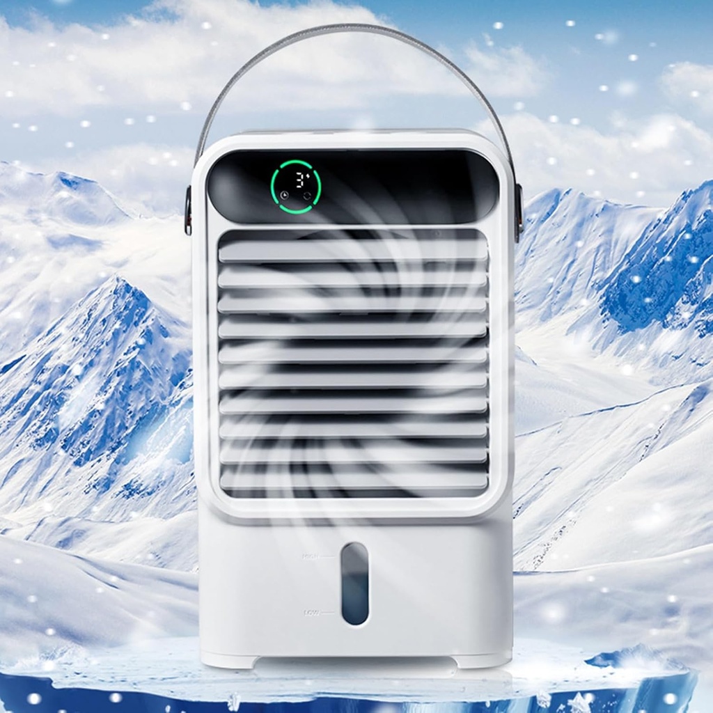 Portable Air Conditioners Cooling Fan: Evaporative Mini Air Cooler with Purple Light, with 500ml Large Water Tank for Room Office Home