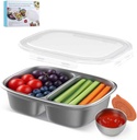 Snackle Box Container,Dishwasher,Reusable Snack Containers With Lids,2 Compartment Stainless Steel Snack Containers,Fruits, Snacks,Nuts,Salad,travel,850ML,White,1Pack