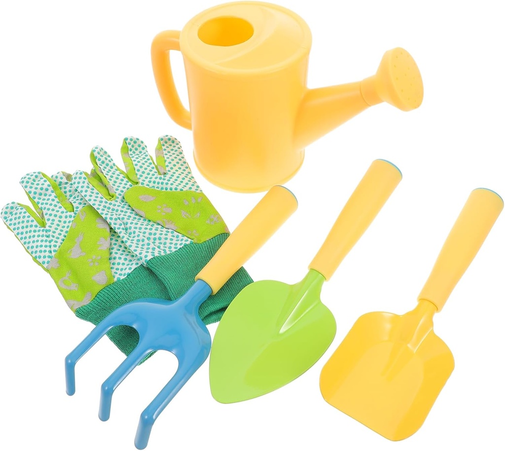 TOYANDONA Garden Hand Tool Set for Boy Girl Gardening Kit with Durable Shovel Rake Water Can Cotton Gloves for Outdoor Planting Digging Transplanting