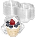 25 Pack Individual Cupcake Containers, Plastic Cupcake Boxes with Lids, Stackable and Reusable, Clear Design for Cupcakes, Muffins, Donuts, Salad Storage