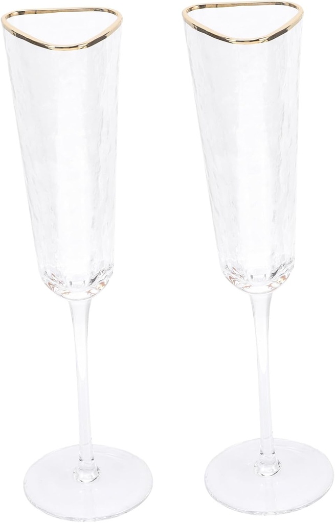 2pcs Elegant Crystal Glasses for Weddings and Parties Unique Hammered Design Goblets for Brides and Grooms for Home Bar and Celebrations