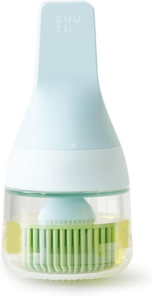 Zuutii Oil Dispenser with Silicone Brush for Cooking, Glass Oil Bottle with Heat Resistant Basting Brushes for Baking, Food Brush for Grilling, Butter, BBQ Sauce， Dishwasher Safe,4.4oz,Blue
