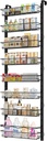 MIAOLI Over the Door Pantry Organizer, 8-Tier Adjustable Spice Rack Cabinet Door Shelves, Hanging Seasoning Organizer for Kitchen Bathroom, Laundry Room Organization, Black