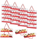 Clear Cupcake Boxes with Handle, 24 Pcs 4 Bakery Cake Boxes, Rectangular Cupcake Containers, Transparent Treat Boxes, Gift Boxes for Wedding Party, Dessert Packaging,12 x 3 x 3 Inch (Red)