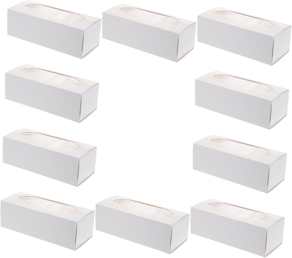 10pcs Eco-friendly Cake Roll Packaging Case Paper Baking Packing Box Lid Cake Carrier for Parties Home Use