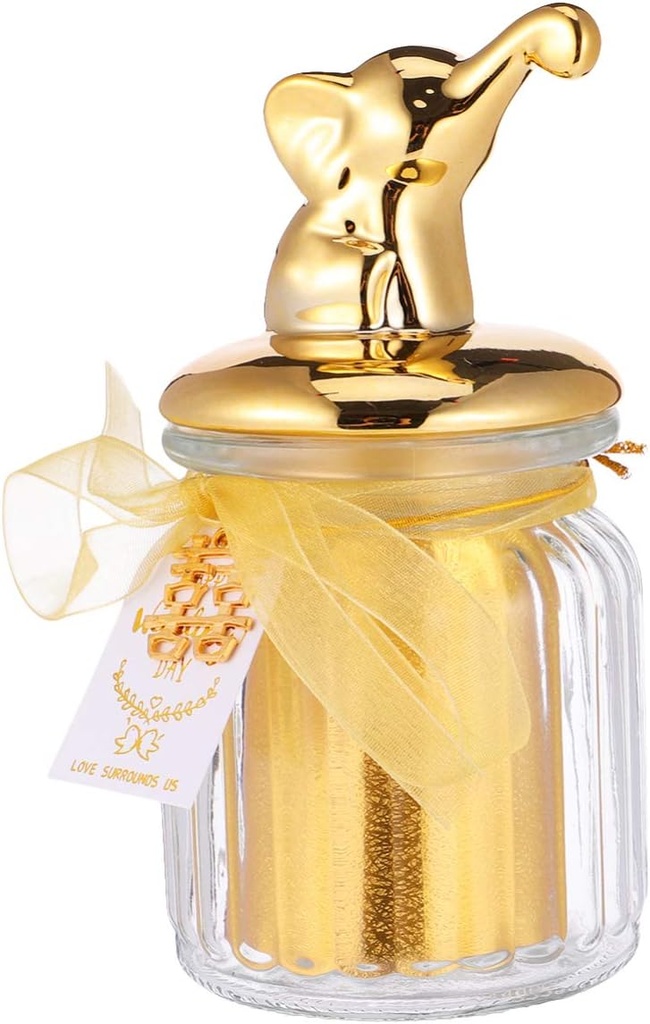 KESYOO Glass Candy Jar Treat Container with Ceramic Elephant Lid Animal Cookie Canister Clear Wedding Favor Boxes for Apothecary Bomboniere Food Storage