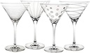 Mikasa Cheers 10-Ounce Martini Glasses, Fun Etched Designs, Durable Clear Glass Cocktail Glassware, Set of 4, Perfect for Entertaining and Gifting