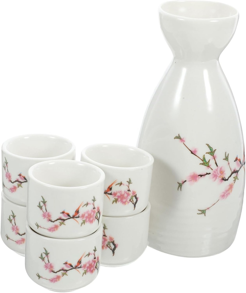Luxshiny 1set Japanese Ceramic Sake Pot and Cup Traditional Drinkware for Sake Spirits and Water for Home Restaurants and