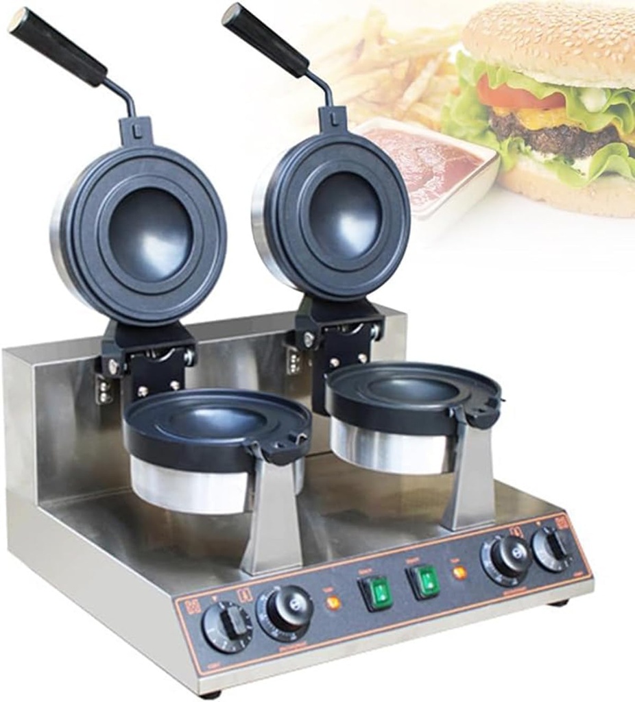 Electric Burger Waffle Maker,Commercial Non-Stick Hamburger Machine for Home Kitchen Use Breakfast & Ice Cream Waffle Baker