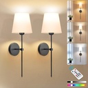Adetu Battery Operated Wall Sconce Set of 2, 5CCT Black Rechargeable Wall Lights with Remote, 10 RGB Colors Dimmable Wireless Battery Powered Wall Sconce Wall Lamp for Bedroom Living Room Wall Decor