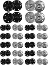 24 Sets Heavy Duty Snaps for Sewing – Large 25mm Metal Snap Buttons (0.98 Inch) – Sew-On Press Stud Fasteners in Black & Silver – Durable Snap Fasteners for Clothing, Denim & DIY Projects