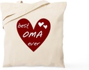 CafePress Heart Best Oma Ever Tote Bag Reusable Natural Beige Canvas Shopping Bag
