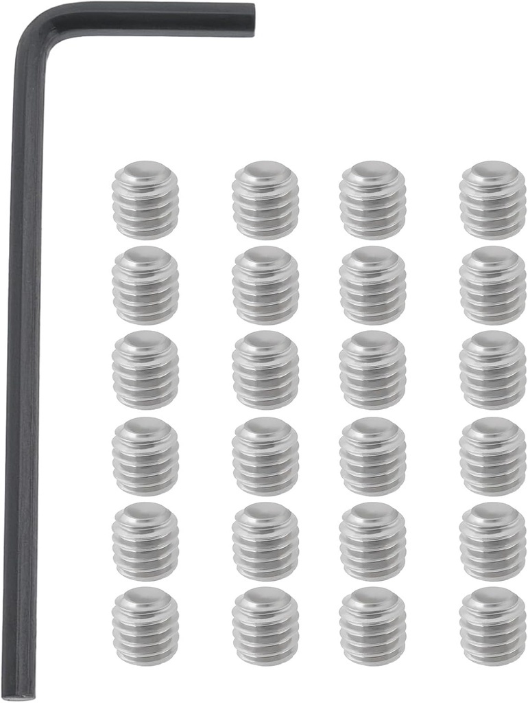 60PCS Stainless Steel Hex Socket Set Screws 10-32 x 3/16" with Wrench for Door Handle Fixture Knobs Locks Precision Machinery