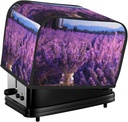 Romantic Lavender Toaster Cover 2 Slice, Waterproof Bread Machine Covers with Pockets Universal Size Kitchen Small Appliance Cover with Handle, Dust and Fingerprint Protection