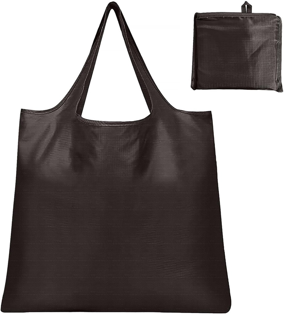 Large Foldable Shopping Bag, Reusable Grocery Bag, Used for Shopping. Reusable Handbag Weighing Up to 50 Pounds, Nylon Bag, Waterproof, Washable (coffee)